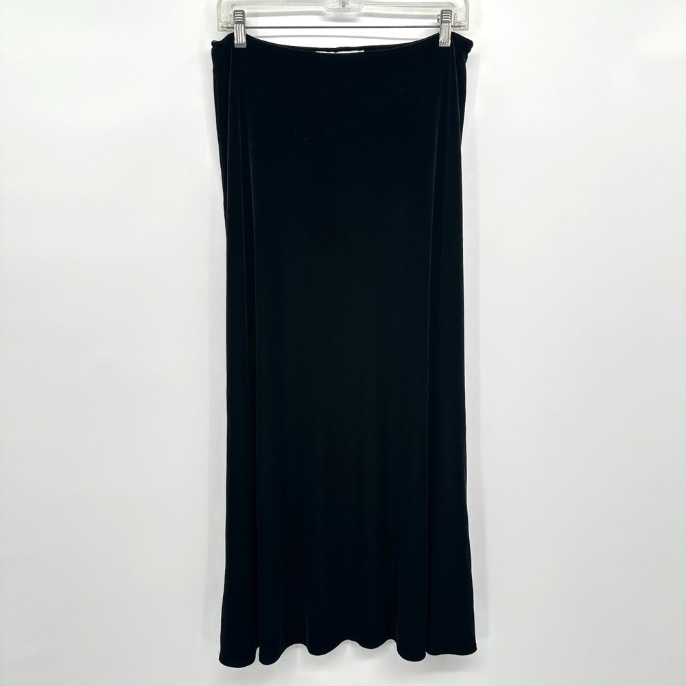 Vintage JR Nites‎ A Line Black Velvet Maxi Skirt Size M L Stretch Holiday Vampy